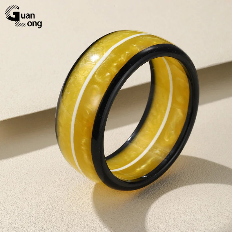 Colorful Acrylic Cuff Bangle Wide Geometric Retro Bracelet Girls Travel Jewelry