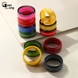 Colorful Acrylic Cuff Bangle Wide Geometric Retro Bracelet Girls Travel Jewelry