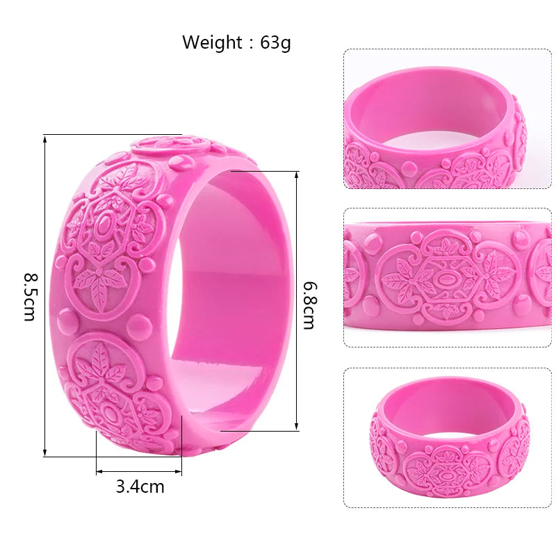 Colorful Bohemian Wide Bangles Acrylic Resin Indian Bracelets Bangles