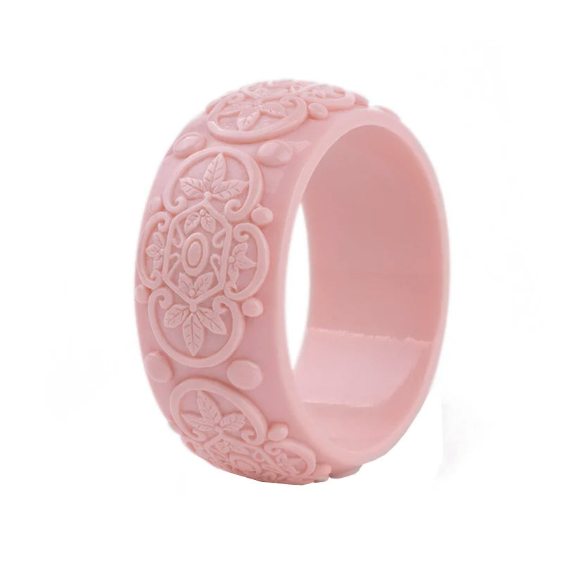 Colorful Bohemian Wide Bangles Acrylic Resin Indian Bracelets Bangles