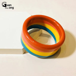 Colorful Indian Resin Acrylic Bracelets - Wide Bangles for Women