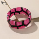 Vintage Resin Geometric Bracelet Wide Bangle Stripe Retro