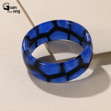 Vintage Resin Geometric Bracelet Wide Bangle Stripe Retro