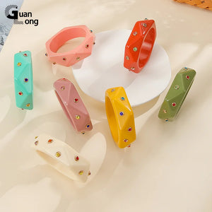 Vintage Geometric Resin Crystal Bracelet for Women