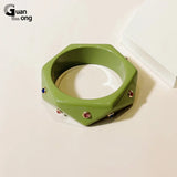 Vintage Geometric Resin Crystal Bracelet for Women