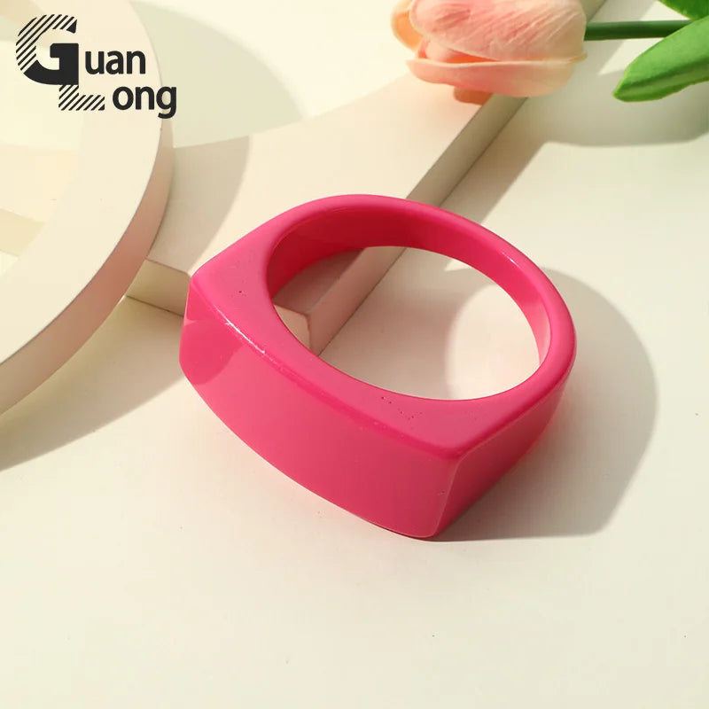 Vintage Resin Wide Bracelet Geometric Big Thick Bangle Female Hand Jewelry