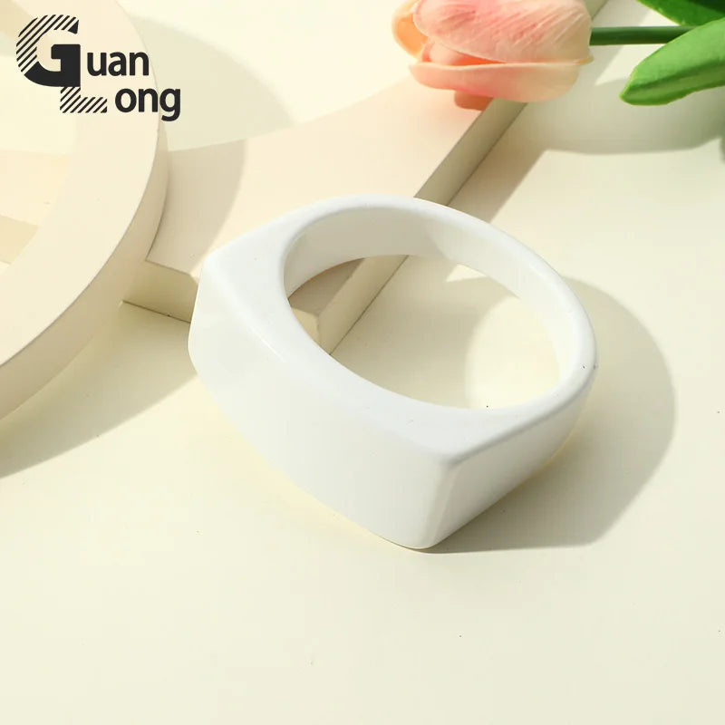 Vintage Resin Wide Bracelet Geometric Big Thick Bangle Female Hand Jewelry