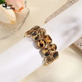 Vintage Retro Leopard Print Geometric Bracelet for Women