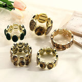 Vintage Retro Leopard Print Geometric Bracelet for Women