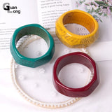 Guanlong Wide Bangle Bracelets Indian Acrylic Bangles Charms Retro Party Gift