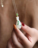 Guanyin Hand Bottle Hotian Jade Pendant Necklace Good Pregnancy Clavicle Chain