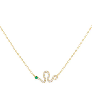 925 Silver CZ Snake Charm Necklace for Women