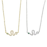 925 Silver CZ Snake Charm Necklace for Women