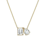 925 Silver Geometric CZ Necklace Rectangular Tear Drop Zirconia Jewelry