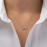 925 Silver Geometric CZ Necklace Rectangular Tear Drop Zirconia Jewelry