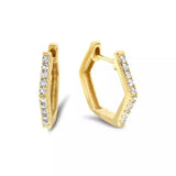 925 Silver Hexagon Small Huggie Hoop Earring