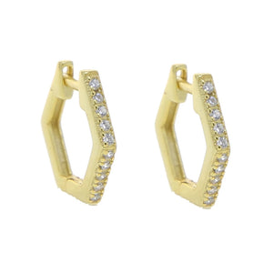 925 Silver Hexagon Small Huggie Hoop Earring