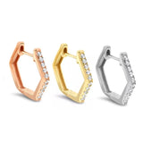 925 Silver Hexagon Small Huggie Hoop Earring