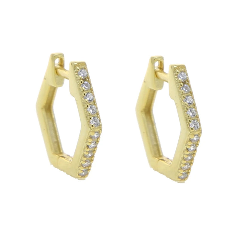 925 Silver Hexagon Small Huggie Hoop Earring