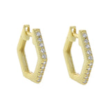 925 Silver Hexagon Small Huggie Hoop Earring