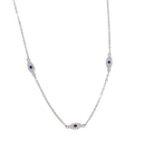 925 Silver Evil Eye Necklace Pendant with Zirconia, 35+10cm Chain