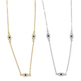 925 Silver Evil Eye Necklace Pendant with Zirconia, 35+10cm Chain