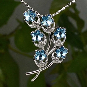 925 Silver Tree of Life Pendant with Austria Crystal, 3.6 g, Blue