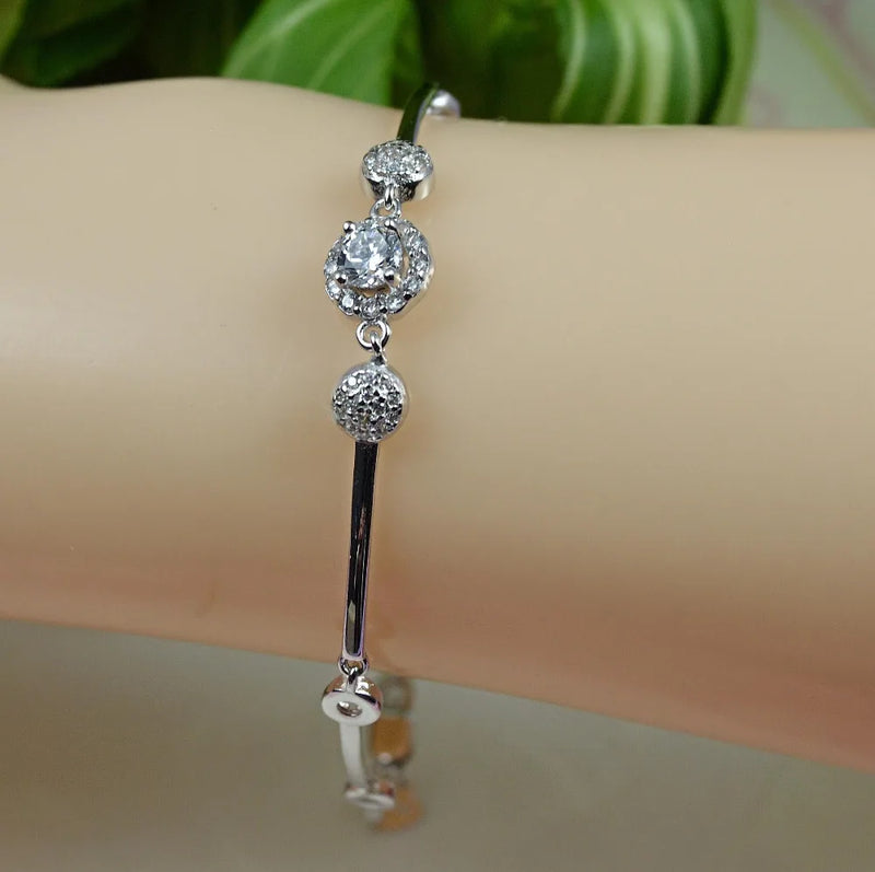 925 Sterling Silver CZ Cubic Bracelet BR31002