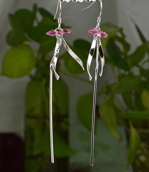 925 Sterling Silver Crystal Earrings - 75mm