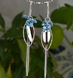 925 Sterling Silver Crystal Leaf Earrings, 60mm