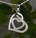 925 Silver CZ Heart Pendant Necklace 26mm