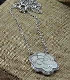 925 Sterling Silver Flower Necklace 48 cm
