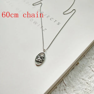Guardian Angel Pendant 925 Sterling Silver Vintage Necklace