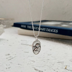 Guardian Angel Pendant 925 Sterling Silver Vintage Necklace
