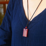 Cinnabar Necklace Pendant Talisman Mens Jewelry