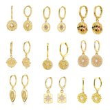 Guardian Stars Flowers God Eye Round Multi-hanging Hoop Earrings