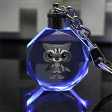 Guardians Raccoon Groot Anime LED Key Chains LOGO Figure Keyring Crystal Toy