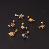 Zircon Stainless Steel Star Moon Piercing Nails