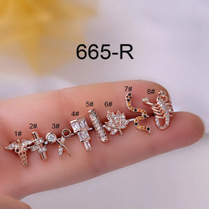 Exaggeration Animal Stud Stainless Steel Fine Rod Screw Ball Stud Ear