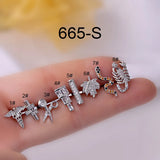 Exaggeration Animal Stud Stainless Steel Fine Rod Screw Ball Stud Ear