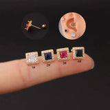 Zircon Quadrangular Bone Nail Ear Stud Pair