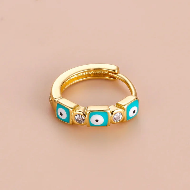 Boho Style Square Oil Painted Ear Studs