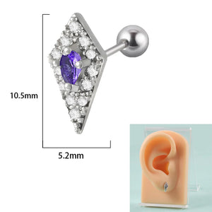 Stainless Steel Zircon Studs Heart-shaped Ear Studs