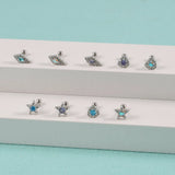 Stainless Steel Zircon Studs Heart-shaped Ear Studs