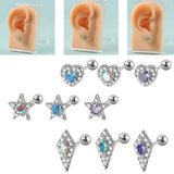 Stainless Steel Zircon Studs Heart-shaped Ear Studs
