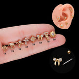 Mini Bow Zircon Ear Studs Piercing Earrings