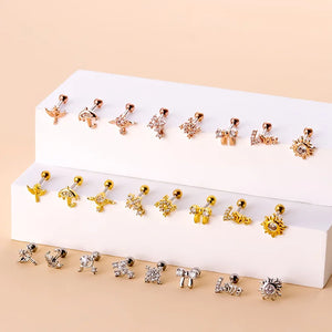 Mini Bow Zircon Ear Studs Piercing Earrings