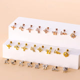 Mini Bow Zircon Ear Studs Piercing Earrings