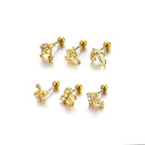 Mini Bow Zircon Ear Studs Piercing Earrings