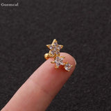 2pcs Stainless Steel Five-pointed Star Earrings